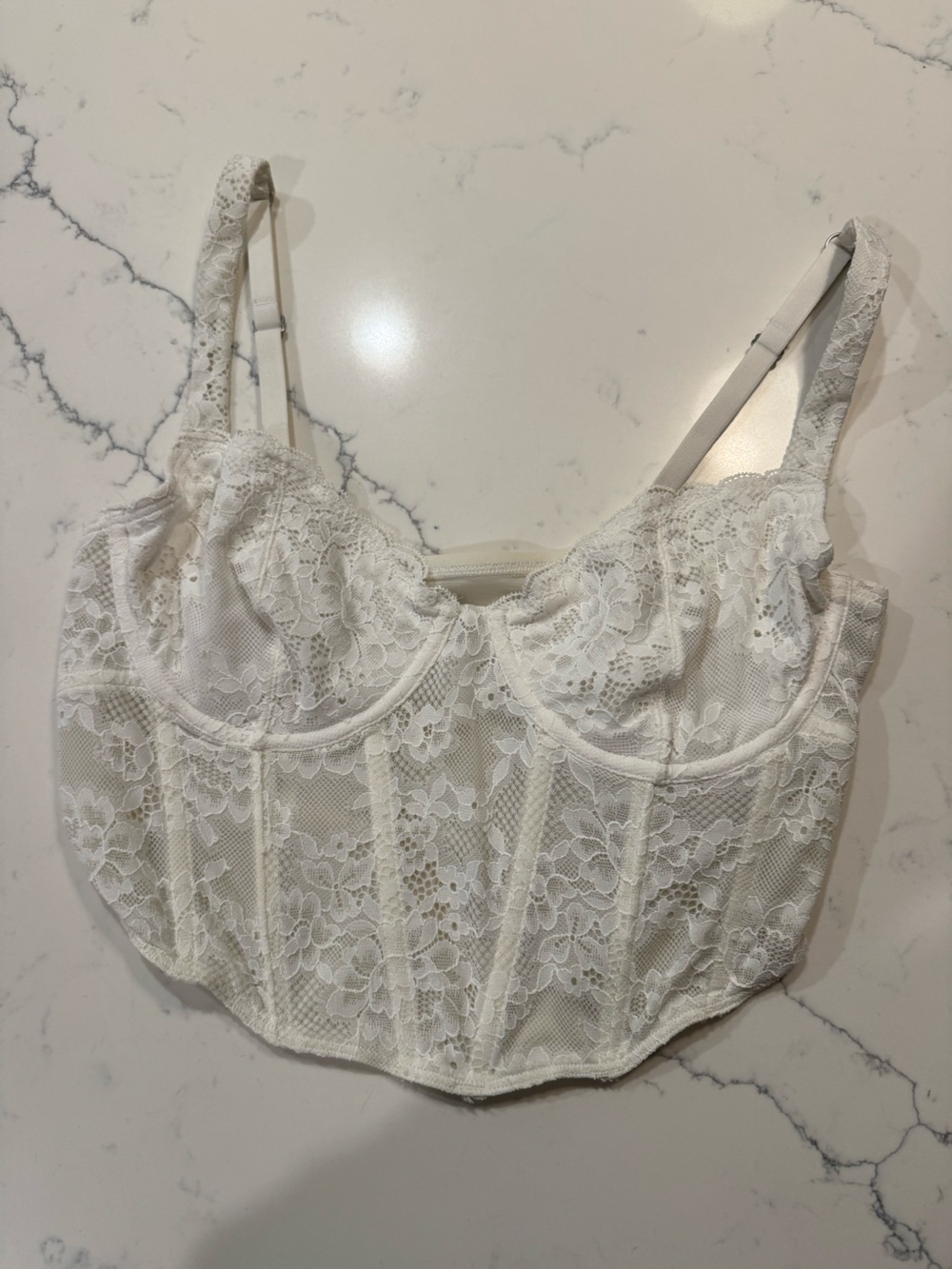Hollister White Lace Corset Top